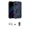 MARSİLYAN™- iPhone 12 Kılıf Ahenk Klasik Koleksiyonu - Siyah Joko Magic 5D Hayalet Cam + Rainbow Kamera Lens Koruma Cam - YL