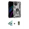 MARSİLYAN™- iPhone 12 Kılıf Ahenk Klasik Koleksiyonu - Siyah Joko Magic 5D Hayalet Cam + Raze Metal Kamera Lens - MI