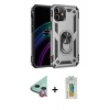 MARSİLYAN™- iPhone 12 Kılıf Ahenk Klasik Koleksiyonu - Siyah Polymer Nano Ekran Koruyucu + Raze Metal Kamera Lens - KI
