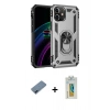 MARSİLYAN™- iPhone 12 Kılıf Ahenk Klasik Koleksiyonu - Siyah Polymer Nano Ekran Koruyucu + Metal Kamera Lens Koruma Cam - MI