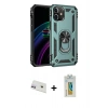 MARSİLYAN™- iPhone 12 Kılıf Ahenk Klasik Koleksiyonu - Siyah Polymer Nano Ekran Koruyucu + Rainbow Kamera Lens Koruma Cam - MR