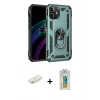 MARSİLYAN™- iPhone 12 Kılıf Ahenk Klasik Koleksiyonu - Siyah Polymer Nano Ekran Koruyucu + Renkli Kamera Lens Koruma Cam - SI
