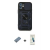 MARSİLYAN™- iPhone 12 Kılıf Ahenk Klasik - Şeffaf Pasifik Cam Ekran Koruyucu + Shine Kamera Lens Koruma Cam - GS