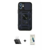 MARSİLYAN™- iPhone 12 Kılıf Ahenk Klasik - Şeffaf Pasifik Cam Ekran Koruyucu + Kamera Lens Koruma Cam - SF
