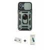 MARSİLYAN™- iPhone 12 Kılıf Ahenk Klasik - Şeffaf Pasifik Cam Ekran Koruyucu + Rainbow Kamera Lens Koruma Cam - MR