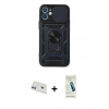 MARSİLYAN™- iPhone 12 Kılıf Ahenk Klasik - Şeffaf Pasifik Cam Ekran Koruyucu + Rainbow Kamera Lens Koruma Cam - MR