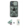 MARSİLYAN™- iPhone 12 Kılıf Ahenk Klasik - Şeffaf Pasifik Cam Ekran Koruyucu + Raze Metal Kamera Lens - KI
