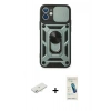 MARSİLYAN™- iPhone 12 Kılıf Ahenk Klasik - Şeffaf Pasifik Cam Ekran Koruyucu + Renkli Kamera Lens Koruma Cam - SI