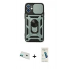 MARSİLYAN™- iPhone 12 Kılıf Ahenk Klasik - Şeffaf Pasifik Cam Ekran Koruyucu + Rainbow Kamera Lens Koruma Cam - YL