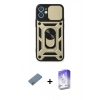 MARSİLYAN™- iPhone 12 Kılıf Ahenk Klasik - Siyah Bilvis 5in1 3D Magic Cam Ekran Koruyucu + Shine Kamera Lens Koruma Cam - GS