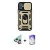 MARSİLYAN™- iPhone 12 Kılıf Ahenk Klasik - Siyah Bilvis 5in1 3D Magic Cam Ekran Koruyucu + Raze Metal Kamera Lens - KI