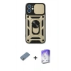 MARSİLYAN™- iPhone 12 Kılıf Ahenk Klasik - Siyah Bilvis 5in1 3D Magic Cam Ekran Koruyucu + Metal Kamera Lens Koruma Cam - GD