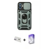 MARSİLYAN™- iPhone 12 Kılıf Ahenk Klasik - Siyah Bilvis 5in1 3D Magic Cam Ekran Koruyucu + Rainbow Kamera Lens Koruma Cam - MR