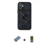 MARSİLYAN™- iPhone 12 Kılıf Ahenk Klasik - Siyah Joko Magic 5D Hayalet Cam + Metal Kamera Lens Koruma Cam - AKYL