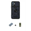 MARSİLYAN™- iPhone 12 Kılıf Ahenk Klasik - Siyah Joko Magic 5D Hayalet Cam + Shine Kamera Lens Koruma Cam - GS