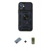 MARSİLYAN™- iPhone 12 Kılıf Ahenk Klasik - Siyah Joko Magic 5D Hayalet Cam + Metal Kamera Lens Koruma Cam - KI