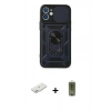 MARSİLYAN™- iPhone 12 Kılıf Ahenk Klasik - Siyah Joko Magic 5D Hayalet Cam + Renkli Kamera Lens Koruma Cam - PE
