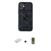 MARSİLYAN™- iPhone 12 Kılıf Ahenk Klasik - Siyah Joko Magic 5D Hayalet Cam + Renkli Kamera Lens Koruma Cam - SI