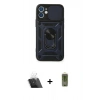 MARSİLYAN™- iPhone 12 Kılıf Ahenk Klasik - Siyah Joko Magic 5D Hayalet Cam + Kamera Lens Koruma Cam - SF