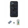 MARSİLYAN™- iPhone 12 Kılıf Ahenk Klasik - Siyah Polymer Nano Ekran Koruyucu + Shine Kamera Lens Koruma Cam - GI