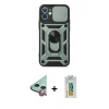MARSİLYAN™- iPhone 12 Kılıf Ahenk Klasik - Siyah Polymer Nano Ekran Koruyucu + Raze Metal Kamera Lens - KI