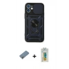 MARSİLYAN™- iPhone 12 Kılıf Ahenk Klasik - Siyah Polymer Nano Ekran Koruyucu + Metal Kamera Lens Koruma Cam - AKYL