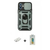 MARSİLYAN™- iPhone 12 Kılıf Ahenk Klasik - Siyah Polymer Nano Ekran Koruyucu + Renkli Kamera Lens Koruma Cam - SI