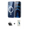 MARSİLYAN™- iPhone 12 Kılıf Ahenk Minimal Serisi - Şeffaf Pasifik Cam Ekran Koruyucu + Kamera Lens Koruma Cam - SF