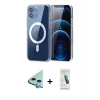 MARSİLYAN™- iPhone 12 Kılıf Ahenk Minimal Serisi - Şeffaf Pasifik Cam Ekran Koruyucu + Raze Metal Kamera Lens - MI