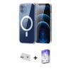 MARSİLYAN™- iPhone 12 Kılıf Ahenk Minimal Serisi - Siyah Bilvis 5in1 3D Magic Cam Ekran Koruyucu + Rainbow Kamera Lens Koruma Cam - MR