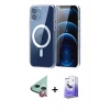 MARSİLYAN™- iPhone 12 Kılıf Ahenk Minimal Serisi - Siyah Bilvis 5in1 5D Magic Hayalet Cam Ekran Koruyucu + Raze Metal Kamera Lens - KI