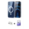 MARSİLYAN™- iPhone 12 Kılıf Ahenk Minimal Serisi - Siyah Bilvis 5in1 5D Magic Hayalet Cam Ekran Koruyucu + Rainbow Kamera Lens Koruma Cam - MR