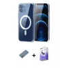 MARSİLYAN™- iPhone 12 Kılıf Ahenk Minimal Serisi - Siyah Bilvis 5in1 5D Magic Hayalet Cam Ekran Koruyucu + Metal Kamera Lens Koruma Cam - GD