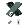 MARSİLYAN™- iPhone 12 Kılıf Ahenk Serisi - Şeffaf Pasifik Cam Ekran Koruyucu + Shine Kamera Lens Koruma Cam - GI
