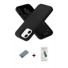 MARSİLYAN™- iPhone 12 Kılıf Ahenk Serisi - Şeffaf Pasifik Cam Ekran Koruyucu + Shine Kamera Lens Koruma Cam - GI