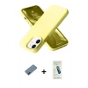 MARSİLYAN™- iPhone 12 Kılıf Ahenk Serisi - Şeffaf Pasifik Cam Ekran Koruyucu + Metal Kamera Lens Koruma Cam - MI