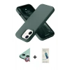 MARSİLYAN™- iPhone 12 Kılıf Ahenk Serisi - Şeffaf Pasifik Cam Ekran Koruyucu + Raze Metal Kamera Lens - KI