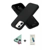 MARSİLYAN™- iPhone 12 Kılıf Ahenk Serisi - Şeffaf Pasifik Cam Ekran Koruyucu + Raze Metal Kamera Lens - KI