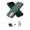 MARSİLYAN™- iPhone 12 Kılıf Ahenk Serisi - Şeffaf Pasifik Cam Ekran Koruyucu + Kamera Lens Koruma Cam - SF
