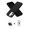 MARSİLYAN™- iPhone 12 Kılıf Ahenk Serisi - Şeffaf Pasifik Cam Ekran Koruyucu + Kamera Lens Koruma Cam - SF