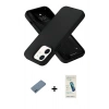 MARSİLYAN™- iPhone 12 Kılıf Ahenk Serisi - Şeffaf Pasifik Cam Ekran Koruyucu + Shine Kamera Lens Koruma Cam - MI