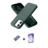 MARSİLYAN™- iPhone 12 Kılıf Ahenk Serisi - Siyah Bilvis 5in1 3D Magic Cam Ekran Koruyucu + Shine Kamera Lens Koruma Cam - GD