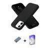 MARSİLYAN™- iPhone 12 Kılıf Ahenk Serisi - Siyah Bilvis 5in1 3D Magic Cam Ekran Koruyucu + Shine Kamera Lens Koruma Cam - GD