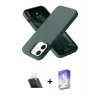 MARSİLYAN™- iPhone 12 Kılıf Ahenk Serisi - Siyah Bilvis 5in1 3D Magic Cam Ekran Koruyucu + Kamera Lens Koruma Cam - SF