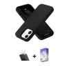 MARSİLYAN™- iPhone 12 Kılıf Ahenk Serisi - Siyah Bilvis 5in1 3D Magic Cam Ekran Koruyucu + Kamera Lens Koruma Cam - SF