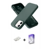 MARSİLYAN™- iPhone 12 Kılıf Ahenk Serisi - Siyah Bilvis 5in1 3D Magic Cam Ekran Koruyucu + Renkli Kamera Lens Koruma Cam - YL