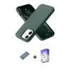 MARSİLYAN™- iPhone 12 Kılıf Ahenk Serisi - Siyah Bilvis 5in1 3D Magic Cam Ekran Koruyucu + Shine Kamera Lens Koruma Cam - GS