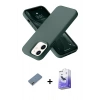 MARSİLYAN™- iPhone 12 Kılıf Ahenk Serisi - Siyah Bilvis 5in1 5D Magic Hayalet Cam Ekran Koruyucu + Metal Kamera Lens Koruma Cam - GD