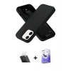 MARSİLYAN™- iPhone 12 Kılıf Ahenk Serisi - Siyah Bilvis 5in1 5D Magic Hayalet Cam Ekran Koruyucu + Kamera Lens Koruma Cam - SF