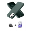 MARSİLYAN™- iPhone 12 Kılıf Ahenk Serisi - Siyah Bilvis 5in1 5D Magic Hayalet Cam Ekran Koruyucu + Kamera Lens Koruma Cam - SF
